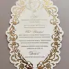 Tarjeta de menú de terciopelo de corte especial con relieve dorado de lujo para bodas, banquetes y cenas de estilo occidental; menú de papel para fiestas y eventos