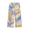Conjunto de camisa estampada de retazos y pantalones de otoño para mujer estilo europeo y americano 20733