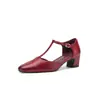 Sandalias cerradas de 4.5 cm estilo socialité elegante, verano 2026, punta redonda, tacón grueso, tira en T, tacones altos, zapatos de moda