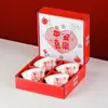 Juego de cuencos y vajilla transfronterizo para uso doméstico, cuencos para comer, artículos de regalo, juego de cuenco y palillos, juego de cuencos de cerámica transfronterizo, embalaje de caja de regalo, venta al por mayor