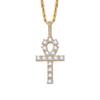 Cadena cubana de circonitas de 4 mm Colgante de cruz Anka egipcia de circonitas micro incrustadas hip hop europeo y americano collar para hombre