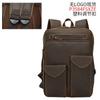 Mochila de cuero genuino estilo retro europeo y americano de vaca de moda para hombre, mochila de viaje informal de cuero de caballo loco de gran capacidad, suministro transfronterizo