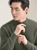 Suéter de cachemira grueso de siete agujas para hombre, suéter de cuello medio alto, suéter de punto suelto para otoño e invierno, color liso, talla grande