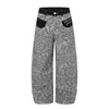 Jeans de Pierna Ancha con Bolsillos y Bloques de Color Estampado de Leopardo para Hombre, Nuevo Estilo Primavera/Verano, Pantalones Largos Casuales Bordados con Letras Sueltas para Mujer, Modernos