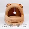Casinha de cachorro fofa de desenho animado suprimentos para gatinhos semi-fechada removível e lavável casa de gatinho saco de dormir macio fabricantes de gatinhos