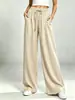 Calça Casual Longa Solta Lisa com Cordão na Cintura Elástica, Caimento Fluido, Estilo Preguiçoso, Nova, Europeia e Americana, Amazon