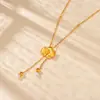 Colar de Contas com Pétalas de Orquídea Borboleta Dourada Popular do Xiaohongshu Corrente de Clavícula com Franja Doce e de Alta Qualidade para Mulheres Atacado