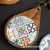 Alfombrilla Anti-Quemaduras con Forma de Gota de Agua de Madera de Acacia para Uso Doméstico, Almohadilla de Aislamiento Térmico para Escritorio para Cazuelas, Tazones y Platos, Posavasos Sólido de Madera para Tazas de Café y Té