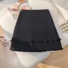 Falda de Algodón Lino Estilo Puro Deseo con Dobladillo Fruncido para Mujer, Falda de Pastel de Línea A de Cintura Alta Antiexposición de Otoño, Falda Corta Adelgazante