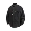 Camisa de bolso funcional estilo japonês Rumeng para uso externo e urbano masculino, outono, modelagem solta, tendência, casual, para trabalho, manga longa