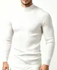 Outono Inverno Novo Suéter de Tricô Gola Meia-Alta Masculino Cor Sólida Stretch Pulôver Moda Jovem Casual Camada Base