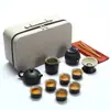 Juego de Té Kung Fu de Viaje Estilo Japonés Juego Pequeño para Uso en Casa Tetera Pequeña Taza de Té de Cerámica Bandeja de Té para Exteriores Bolsa Portátil