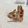 Nuevo Modelo de Exquisitos Pendientes de Trébol de Cuatro Hojas, Versión de Alta Gama con Oro V, Aguja de Plata 925, Chapados en Oro de 18 Quilates, Concha Blanca, Pendientes Completamente Incrustados con Diamantes para Mujer