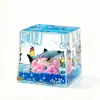 Nuevo adorno de resina para acuario cuadrado con temática oceánica, decoración de escritorio de animales marinos para niños, pequeño regalo