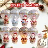 Venta Caliente 8 Piezas Navidad Halloween Adornos Colgantes de Madera Novedosos Globo Aerostático Papá Noel Decoración para el Hogar Cocina
