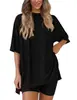2026 Verano Nuevo Transfronterizo Europeo y Americano Amazon Comercio Exterior Moda Casual Color Sólido Holgado Conjunto de Pijama para Mujer