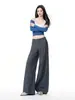 Pantalones Casuales de Cintura Alta Grises Yechuan para Mujer, Nuevo Estilo de Invierno, Caída Suelta, Versátiles para el Trabajo, Pantalones de Traje de Pierna Ancha.
