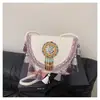Bolsa Cruzada de Hombro Estilo Étnico Trenzado con Borlas, Personalizada, de Moda, Nueva para Mujer, Vacaciones en la Playa, Primavera 2025