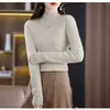 Suéter de Punto para Mujer 2026, Nuevo Estilo Otoño/Invierno, Suéter de Punto de Cuello Alto Medio, Cálido, Ajustado, Capa Base de Color Sólido, Engrosado