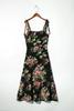 Moda Feminina Europeia e Americana Nova Primavera Vestido Tubinho com Estampa Floral Verde e Babados S13167