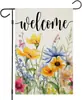 Bandera Decorativa de Jardín Nueva Primavera y Verano 2024, Doble Cara, Estampado Floral, Lino, Anti-Manchas, Bandera de Jardín Exterior