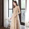 Estilo Nuevo Verano 2026 Elegante Vestido de Noche Delgado para Anfitrión Fiesta de Cumpleaños Examen de Arte Longitud Media para Mujer