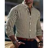 Camisa masculina europeia com listras estampadas, manga longa, com colarinho, estilo smart casual, cardigã, atacado de comércio exterior