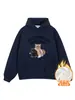 Moletom com Capuz Casual de Caimento Solto 2026 Outono e Inverno Novo Fleece Espessado Estilo Americano Moletom Pesado Comprimento Médio Ins