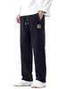 Roupa Masculina Fengshe / Nova Coleção Primavera e Outono 2026 Estilo Americano Novo Caimento Solto Veludo Boa Bordado com Logo Chinês Calça Casual Masculina de Barra Reta