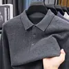 Suéter de punto con cuello para hombre transfronterizo, nuevo de otoño e invierno 2026, casual, engrosado, cálido, básico tipo polo para hombres de mediana edad
