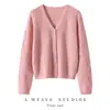 Cardigã de Malha para Mulheres, Gola Versátil de Caxemira, Suéter de Caxemira Moderno, Blusa Robusta para Outono e Inverno que Afina a Silhueta com Bordado de Flores