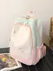 Nueva mochila de color block estilo universitario transfronteriza, bolsa escolar de gran capacidad para estudiantes de secundaria y preparatoria, mochila ligera casual para viajes
