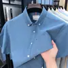 Camisa de Manga Corta 100% Algodón Puro para Hombre con Bolsillos Reales, Color Sólido, Versátil Casual de Verano Estilo Nuevo, Camisa de Papá de Moda