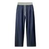 Calças Casuais de Tencel Azul Jeans para Mulheres, Calças Banana Cimitarra Finas de Verão, Cintura Elástica, Calças Retas de Perna Larga em Seda Gelo Caimento Fluido