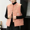 Novo Colete de Algodão Estilo Nacional Chinês Outono e Inverno Novo Estilo Bordado Acolchoado Jacquard Bordado Algodão com Aspecto de Seda Colete Gilet