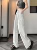 Jeans de Pierna Ancha Color Claro para Mujer Verano Talla Extra Diseño Plisado Sueltos Rectos Modernos Pantalones para Mujer Pequeña