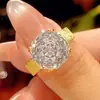 2026 Zhuang Shengsheng Joyería Base de Cobre Chapado en Oro Piedra Preciosa Simulada Corte Milenio Anillo Cerrado Oro Cepillado para Mujeres 12mm