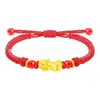 Pulsera de Oro Puro 999 con Cuentas de la Suerte, Hilo Rojo para el Año de Nacimiento, Mes Completo del Bebé, Adulto, Ceremonia de Apertura, Joyería de Oro, Regalo Casual