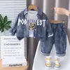 Ropa Infantil Transfronteriza Otoño Nuevo Estilo Niños Bebés Niños Traje Copo de Nieve Mezclilla Casual Manga Larga Conjunto de Tres Piezas Moderno