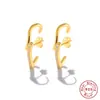 Pendientes y Pendientes de Plata de Ley S925 con Línea de Personalidad Incrustados de Diamantes Versátiles Pendientes Exquisitos Incrustados de Diamantes Accesorios Mismo Estilo que Tiktok