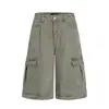 Pantalones Capris Retro Deconstruidos Personalizados con Múltiples Bolsillos de Marca de Verano Modernos Pierna Recta Sueltos Unisex Versátiles Pantalones Cortos Cargo de Pierna Ancha