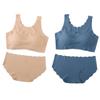 Conjunto de Ropa Interior Transfronterizo de Seda de Hielo Sin Costuras Deporte Espalda Hermosa Ropa Interior Bragas para Mujer Tirantes Anchos Chaleco Sin Costuras con Volantes