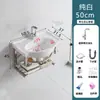 Lavabo de Balcón Cerámico para Baño Montado en Pared Tocador Simple Lavabo Pequeño para Baño Soporte de Acero Inoxidable