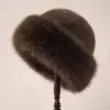 Chapéu de Balde Versátil Moda Transfronteiriça Cor Sólida Fofo Aba Larga Proteção Auricular Topo Arredondado Quente Estilo Coreano Chapéu Feminino