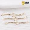 Pulseira de tubo em S de ouro real banhada a ouro 18K, conector de colar, padrão de cabeça de bebê, corte, tubo curvo, retenção de cor, faça você mesmo