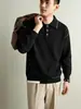 Yingao Polo de Punto Jacquard Otoñal con Cuello de Solapa para Hombre Holgado Casual Manga Larga Estilo Old Money Transfronterizo Ropa para Hombre Suéter
