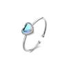 Hermoso anillo abierto de piedra lunar colorido para mujer, plata de ley 925, diseño de lujo ligero y moderno, estilo nicho japonés y coreano, venta al por mayor.