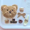 Lindo Accesorio de Flor para Zapato con Cabeza de Oso de Peluche de Dibujos Animados Materiales DIY Colgante de Muñeco Relleno de Algodón Broche Pasador Hecho a Mano