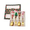 Conjunto de Colher e Garfo de Natal Transfronteiriço Alce Colher de Café Desenho Animado Fofo Aço Inoxidável Colher para Idosos Boneco Presente Caixa Colorida