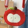 Bolsa de mão de pelúcia fofa de pelúcia para todos os tipos de combinações Bolsa transversal de maçã verde Bolsa de ombro com estampa de coração original para meninas